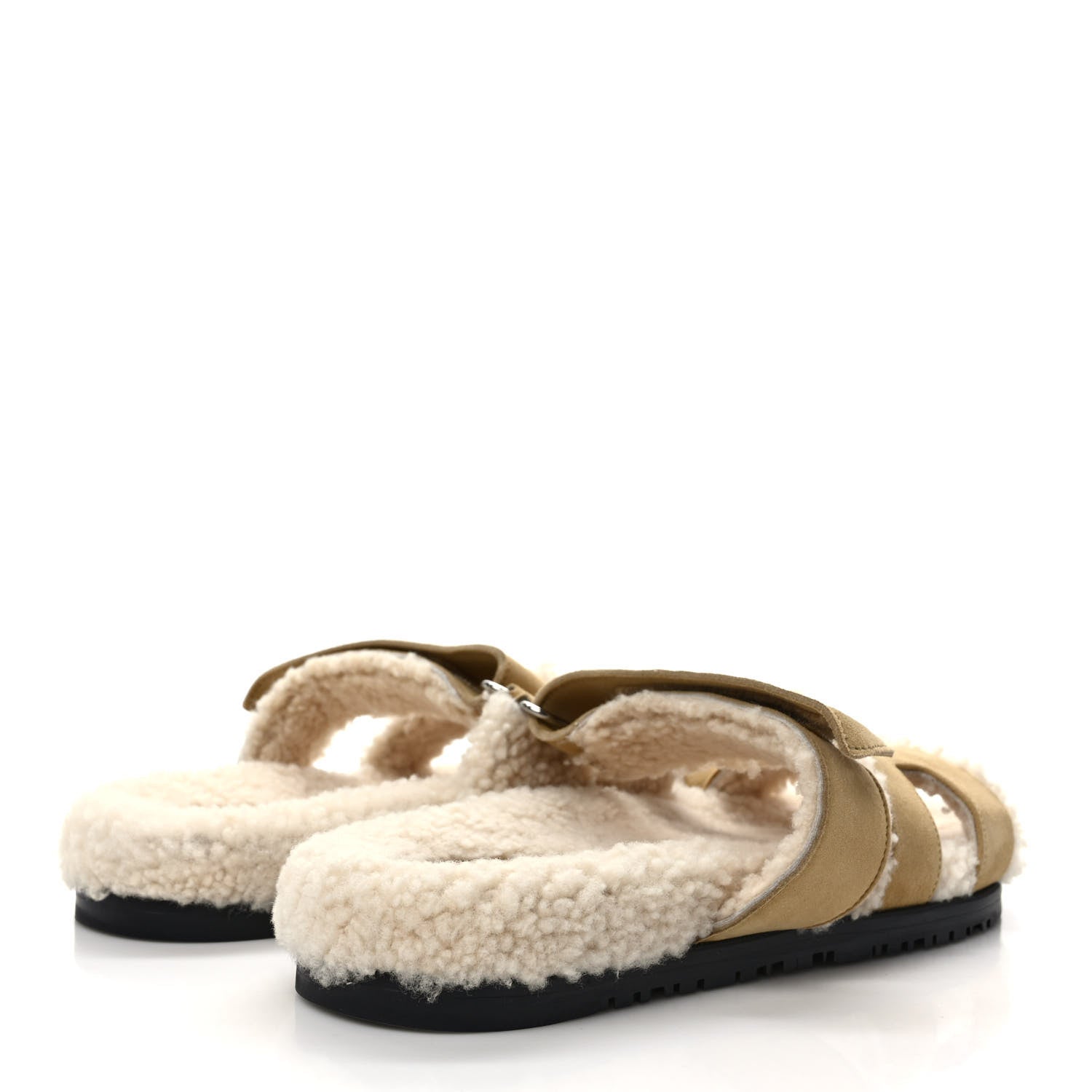 Hermes Suede Goatskin Woolskin Womens Chypre Sandals 38 Beige Albatre 4 of 8