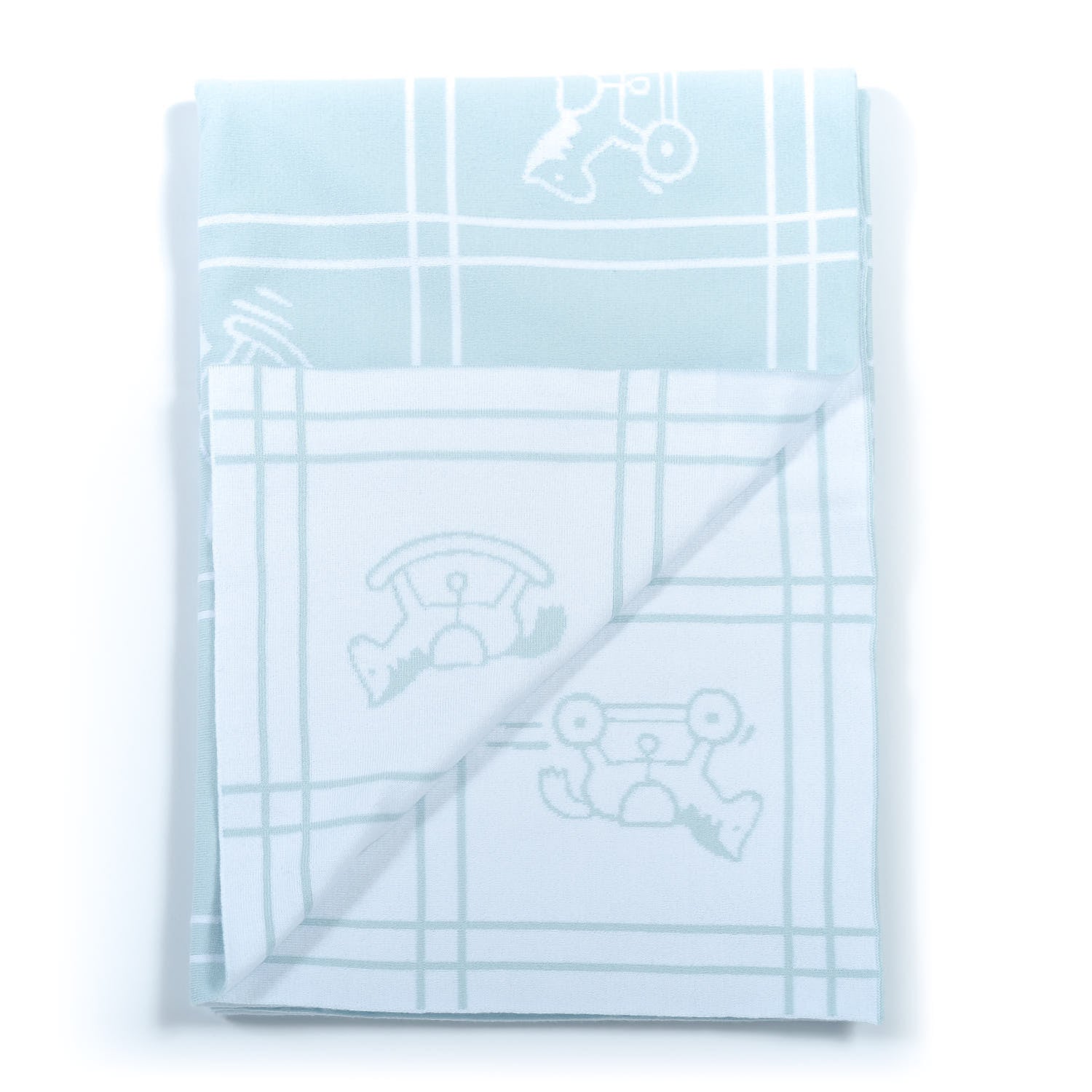 Hermes Cotton Knit Adada Baby Blanket Bleu Glacier 3 of 3