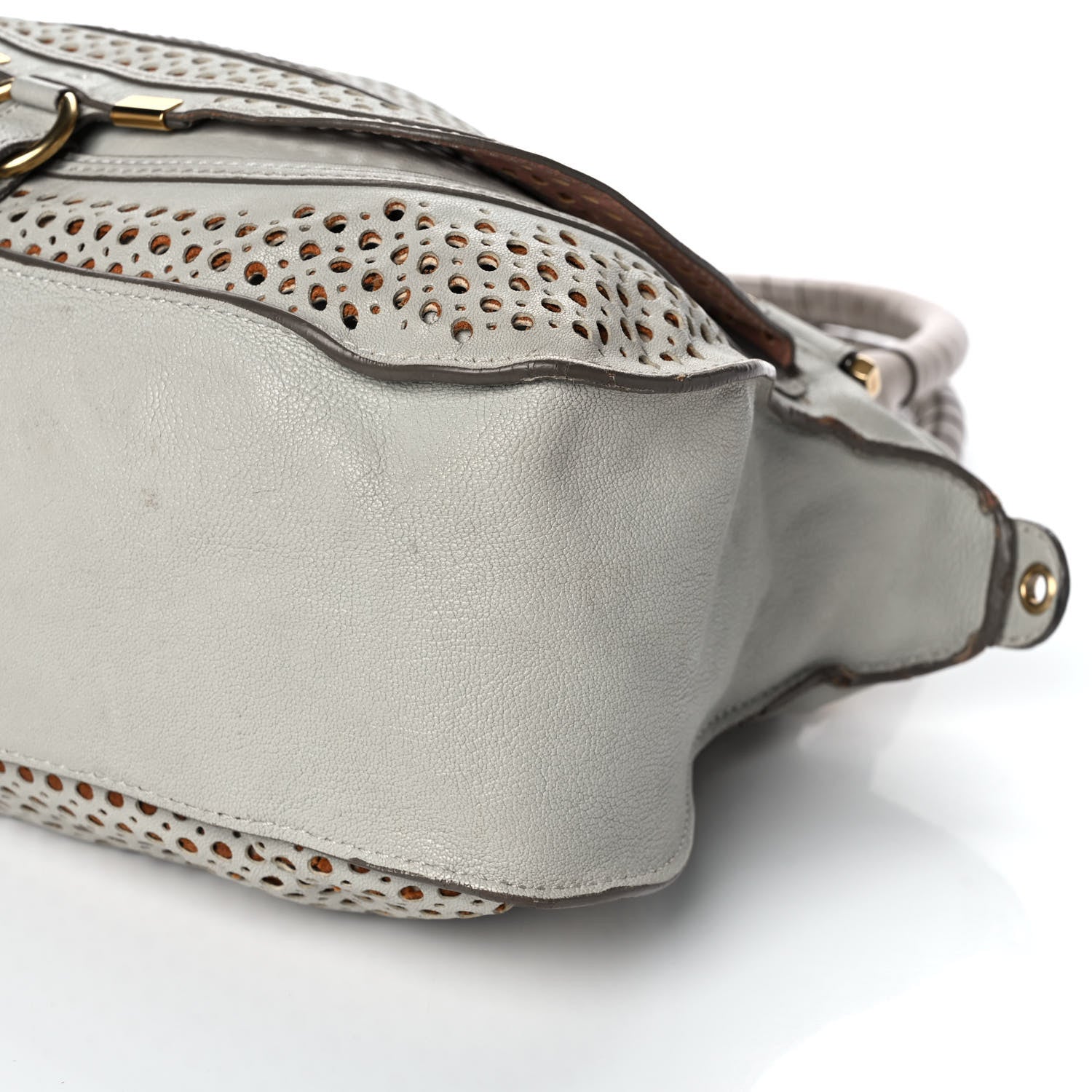 Chloe Calfskin Perforated Medium Marcie Satchel Grey 9 of 12