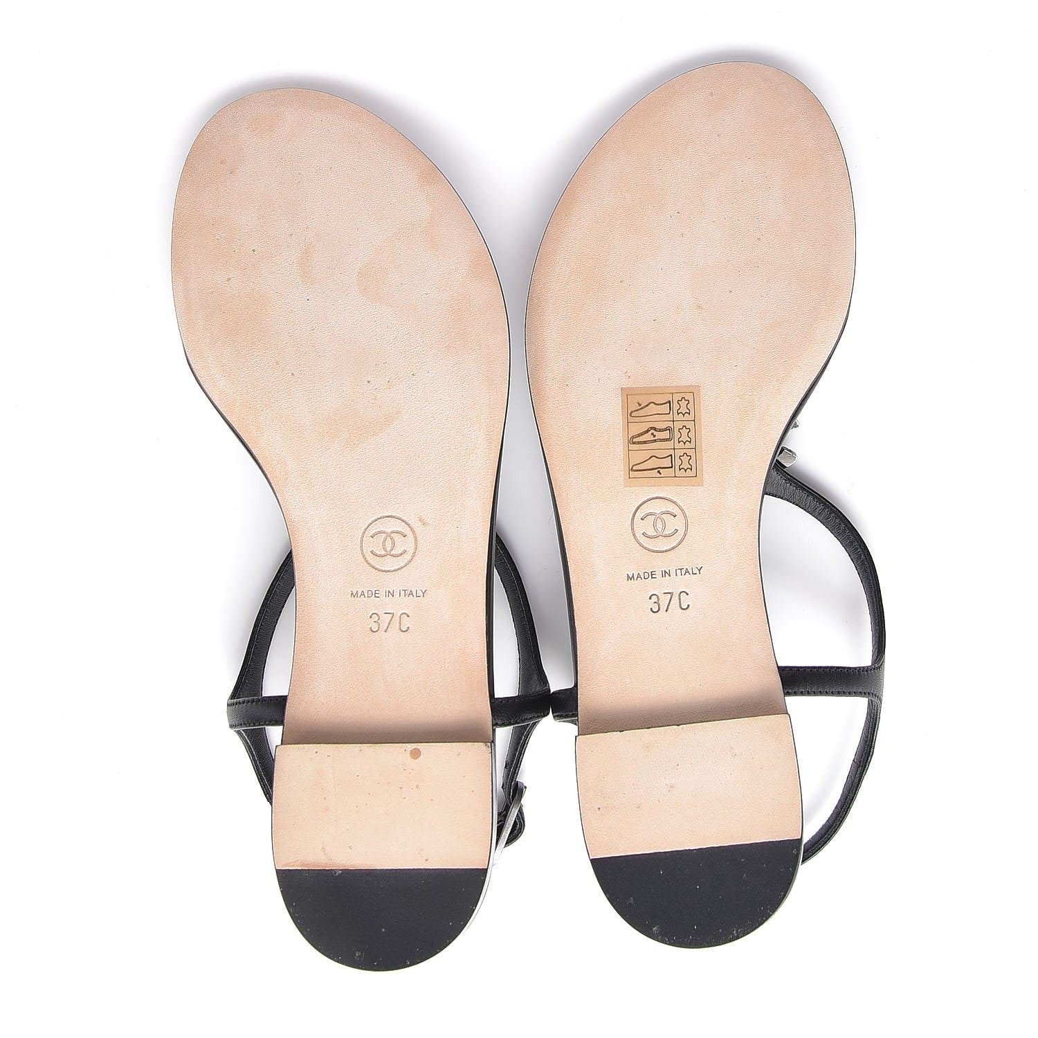 Chanel Lambskin Crystal CC Thong Sandals 37 Black 5 of 8