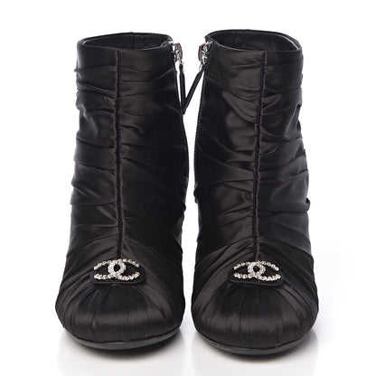 Chanel Satin Crystal CC Short Boots 37 Black 2 of 13