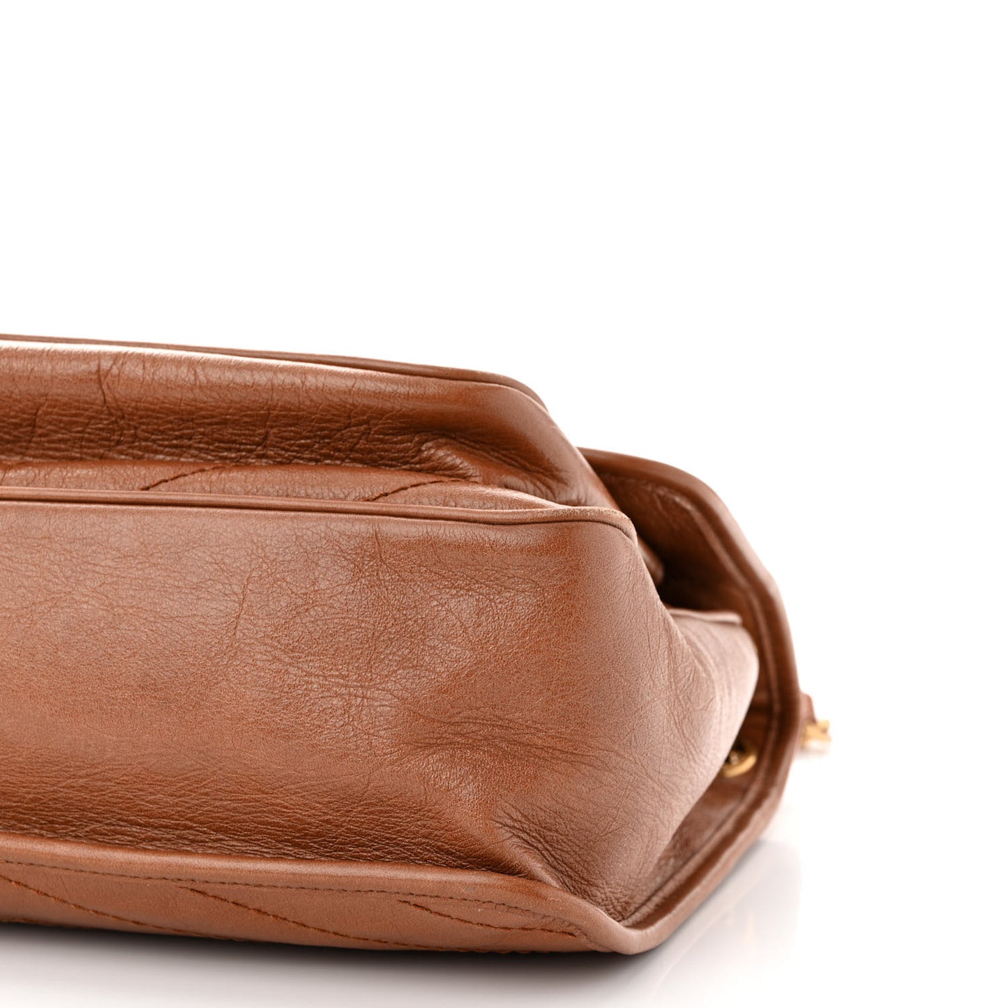 Crinkled Calfskin Matelasse Monogram Medium Niki Chain Satchel Light Caramel