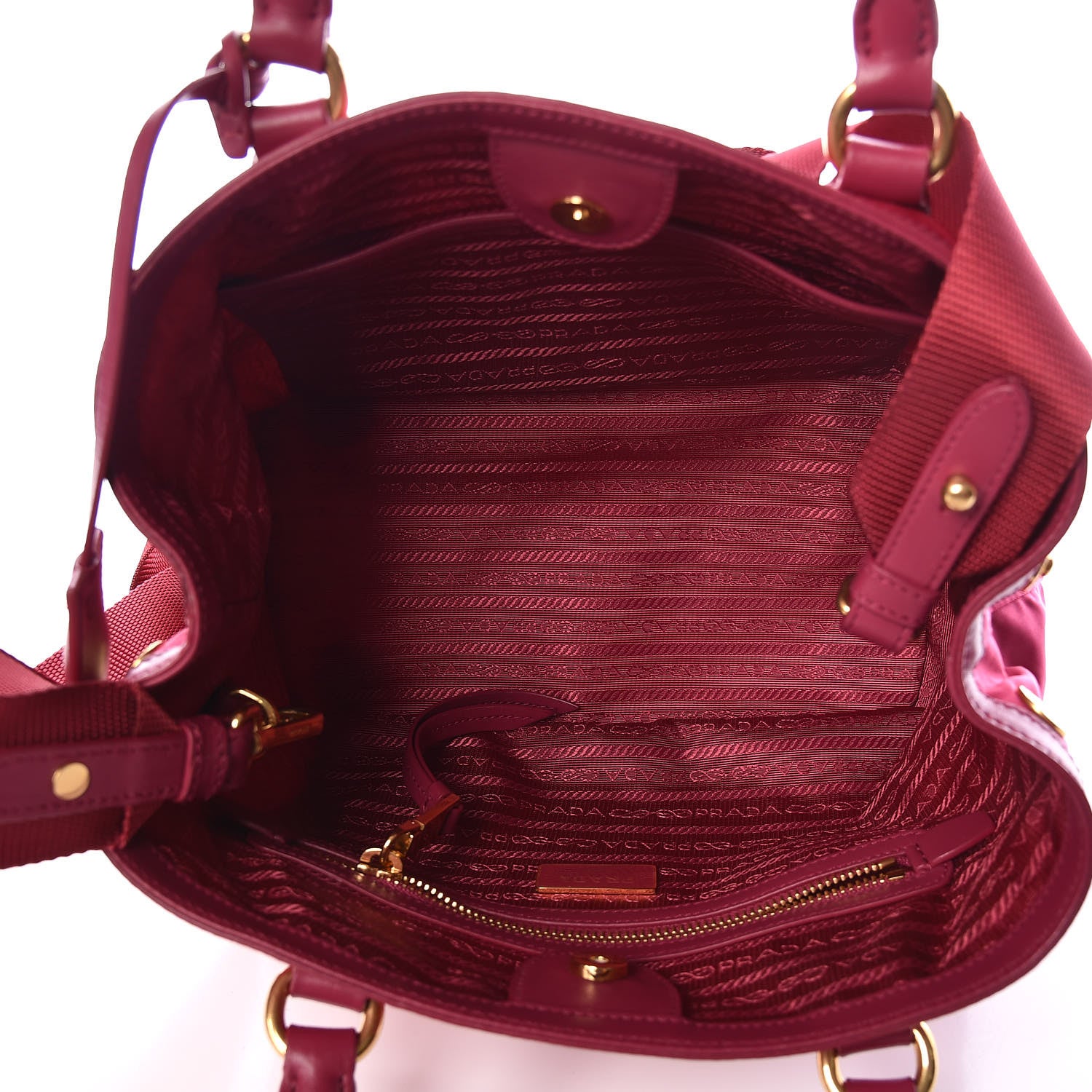 Prada Tessuto Nylon Soft Calf Small Tote Ibisco 7 of 10