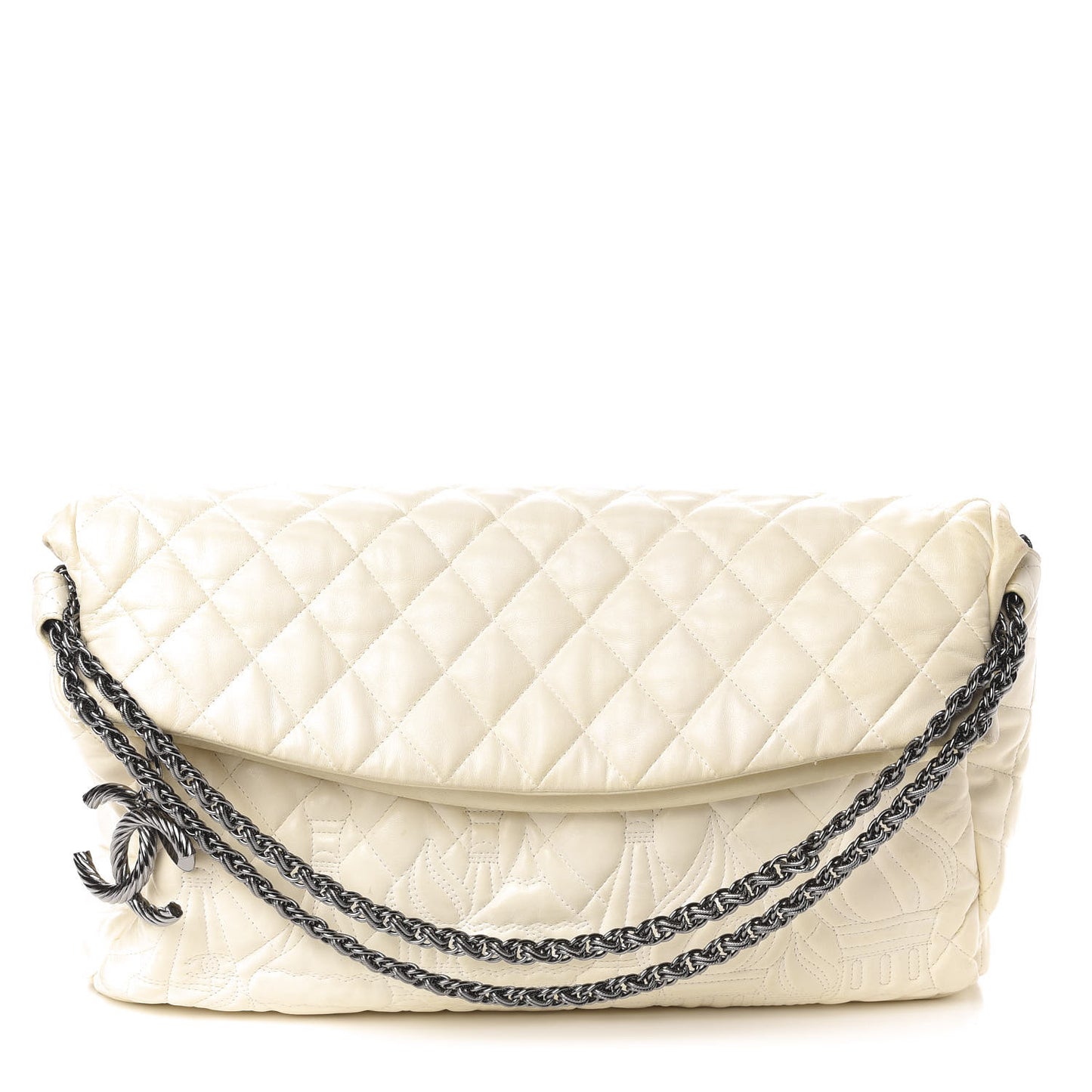Lambskin Quilted Large Paris Moscou Red Square Bag Beige