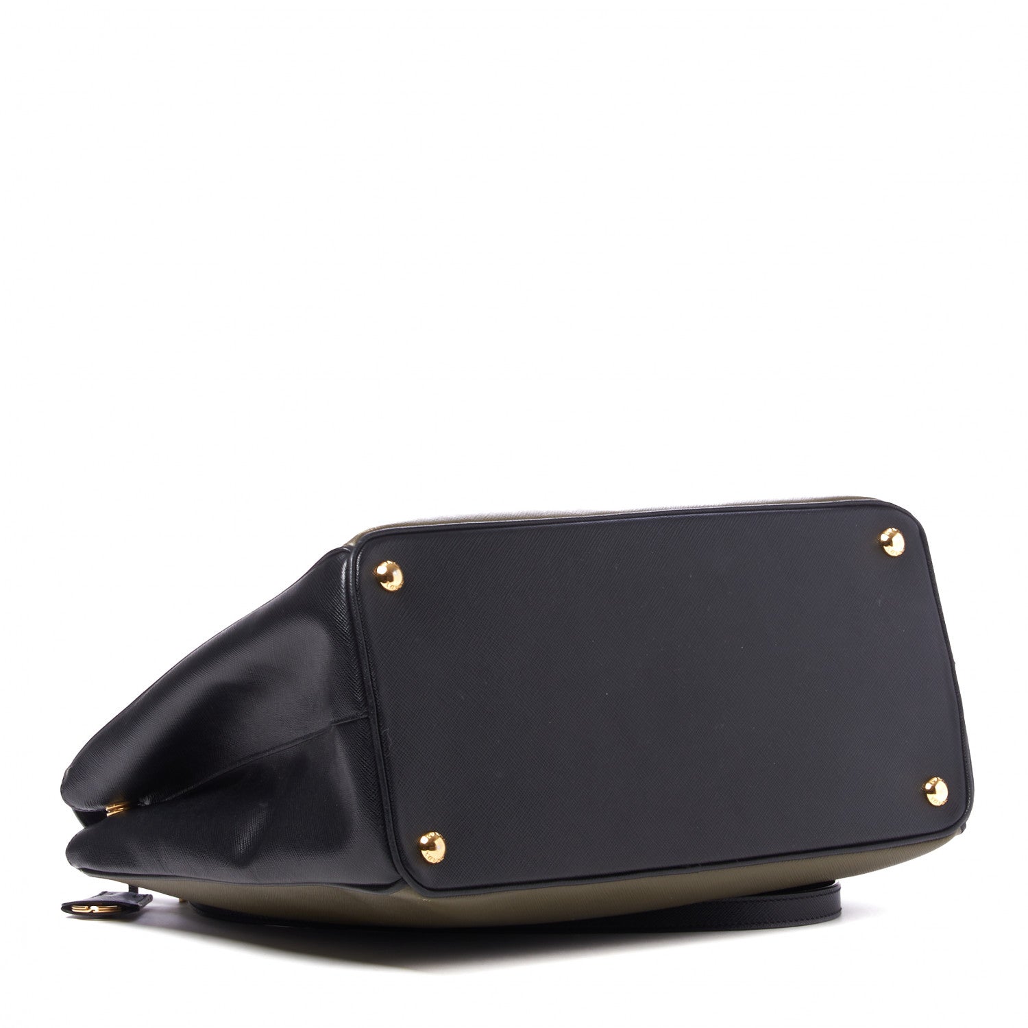 Prada Saffiano Lux Bi-Color Medium Tote Militare Black 3 of 9