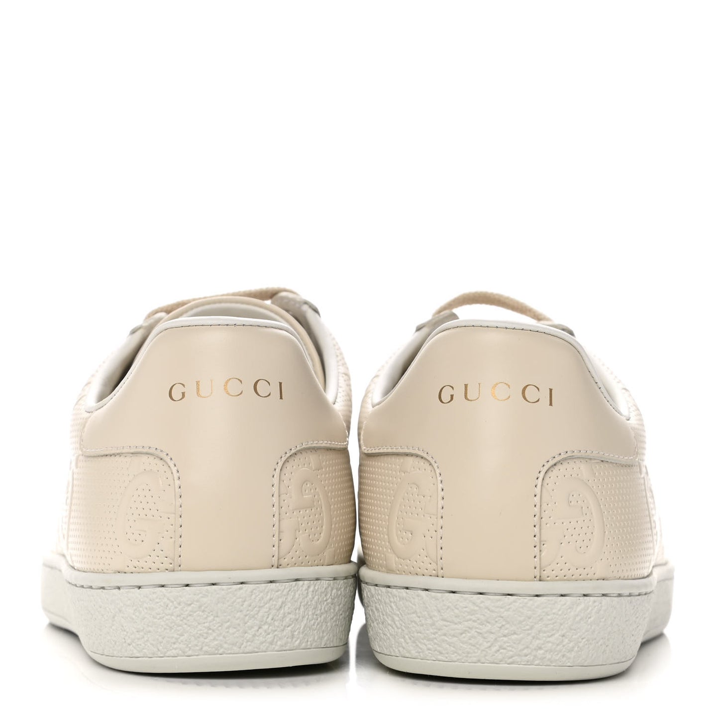Calfskin GG Tennis Embossed Womens Ace Sneakers 39 Mystic White