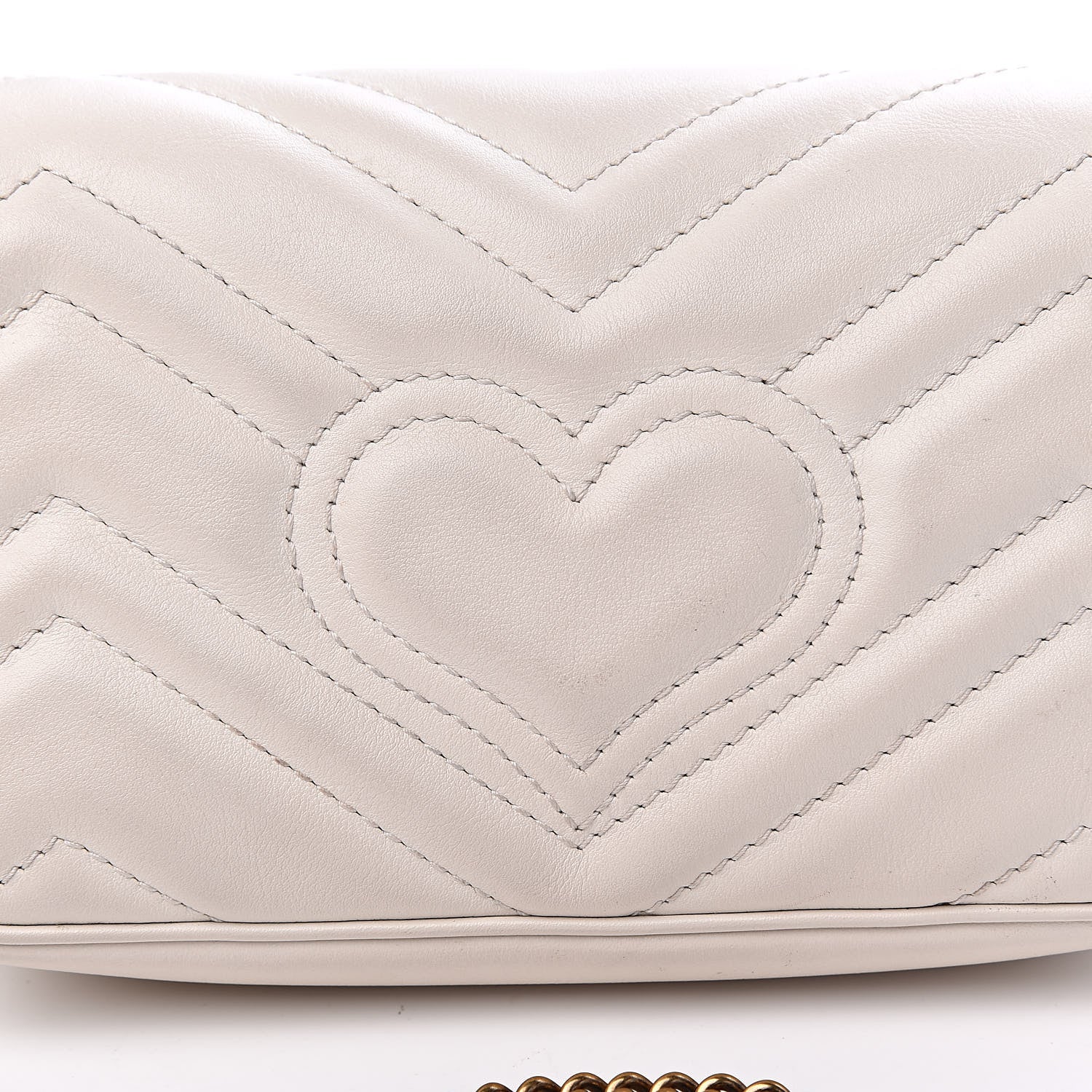 Gucci Calfskin Matelasse Super Mini GG Marmont Shoulder Bag White 10 of 17