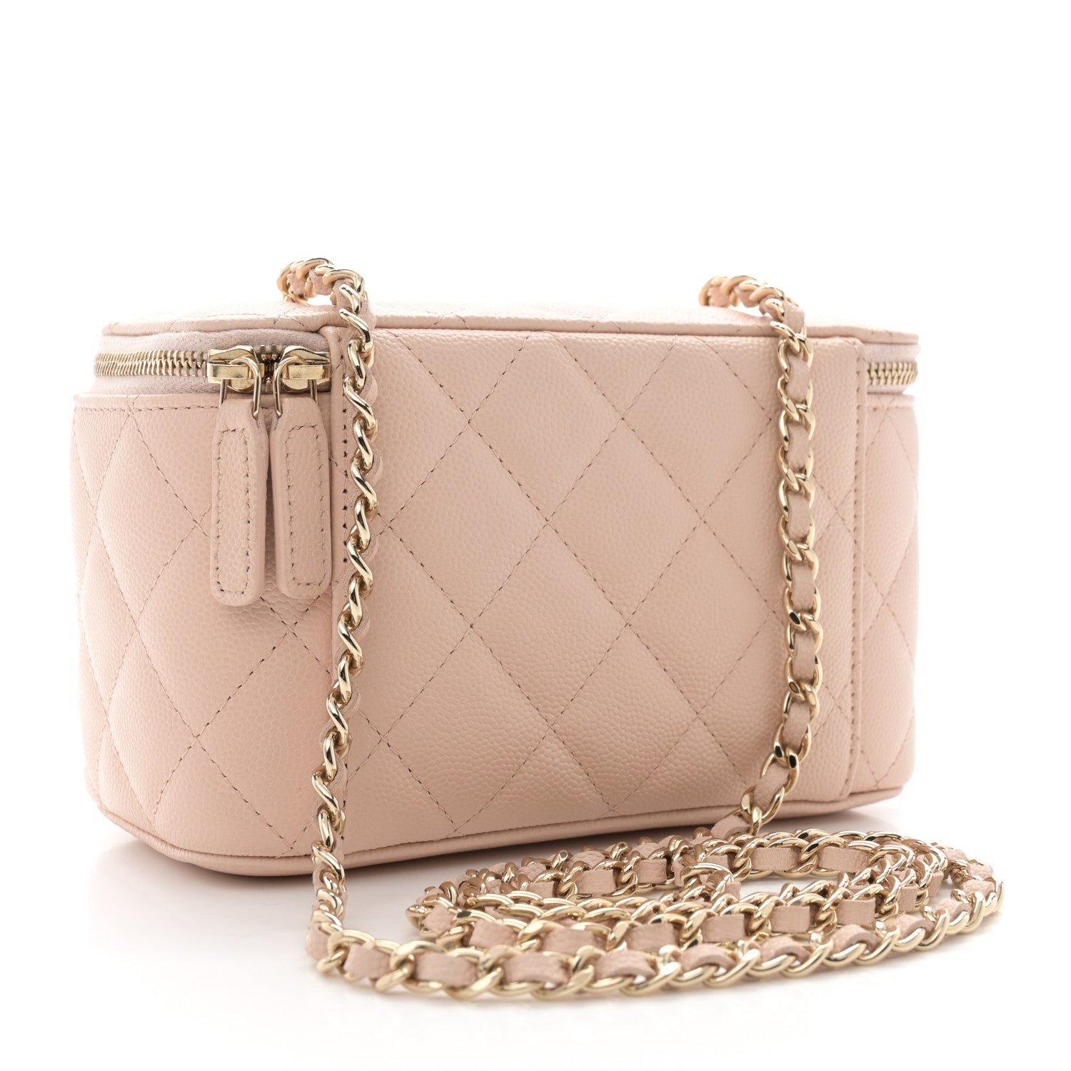 Chanel Caviar Quilted Small Vanity Case With Chain Light Beige 3 of 11