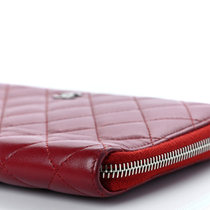 Chanel Lambskin Quilted Large Zip Around Organizer Wallet Red 9 of 9