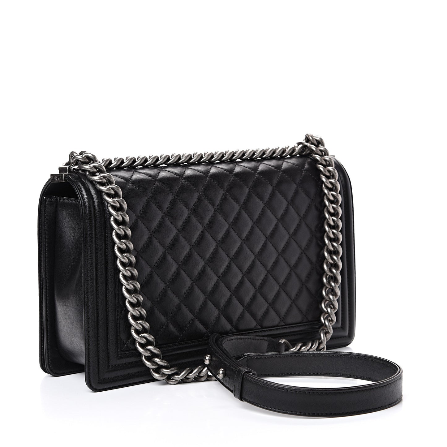 Lambskin Quilted New Medium Boy Flap Black