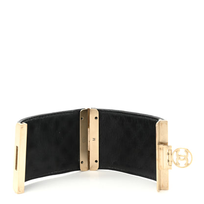 Chanel Calfskin Quilted CC Wide Cuff M Black 3 of 5