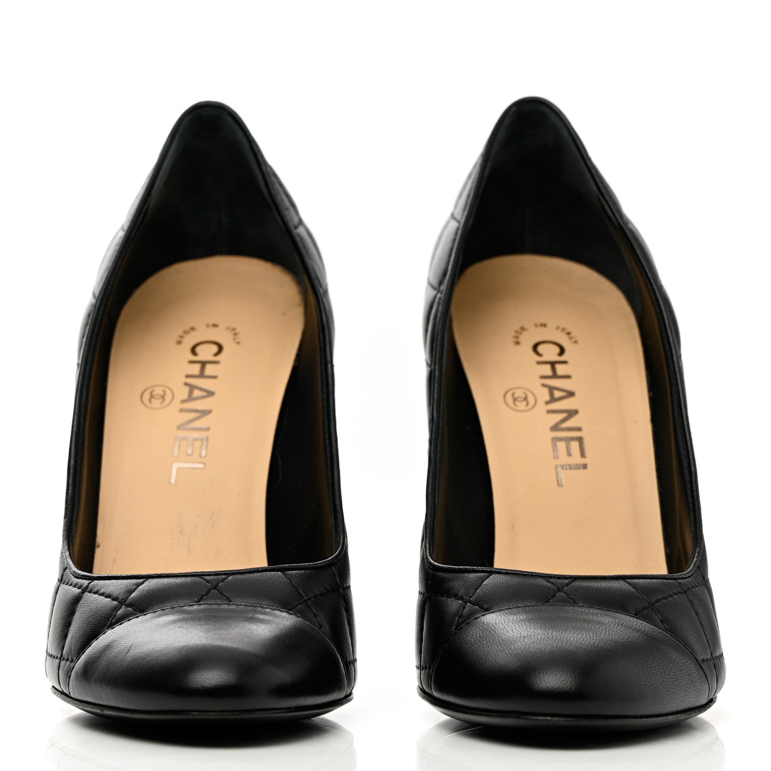 Chanel Lambskin Quilted Cap Toe Pumps 39 Black 2 of 11
