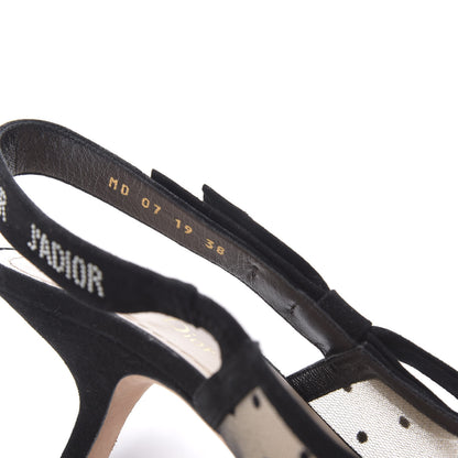 Christian Dior Mesh Plumetis Crystal Suede J'Adior Slingback 65mm Pumps 38 Nude Black 8 of 8