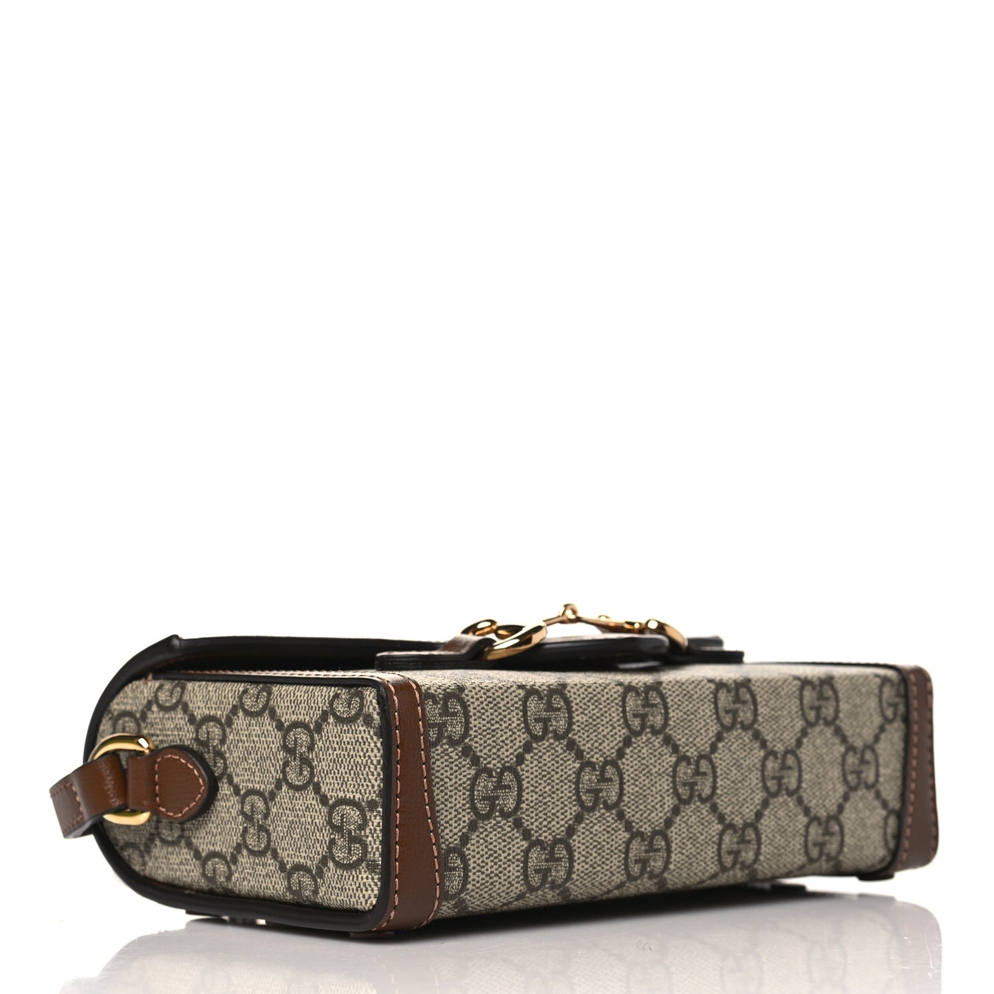 GG Supreme Monogram Mini Horsebit 1955 Shoulder Bag Beige Brown Sugar