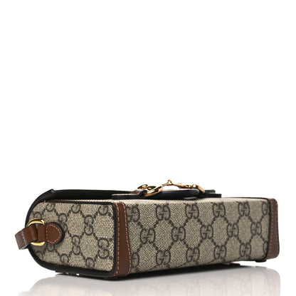Gucci GG Supreme Monogram Mini Horsebit 1955 Shoulder Bag Beige Brown Sugar 4 of 10