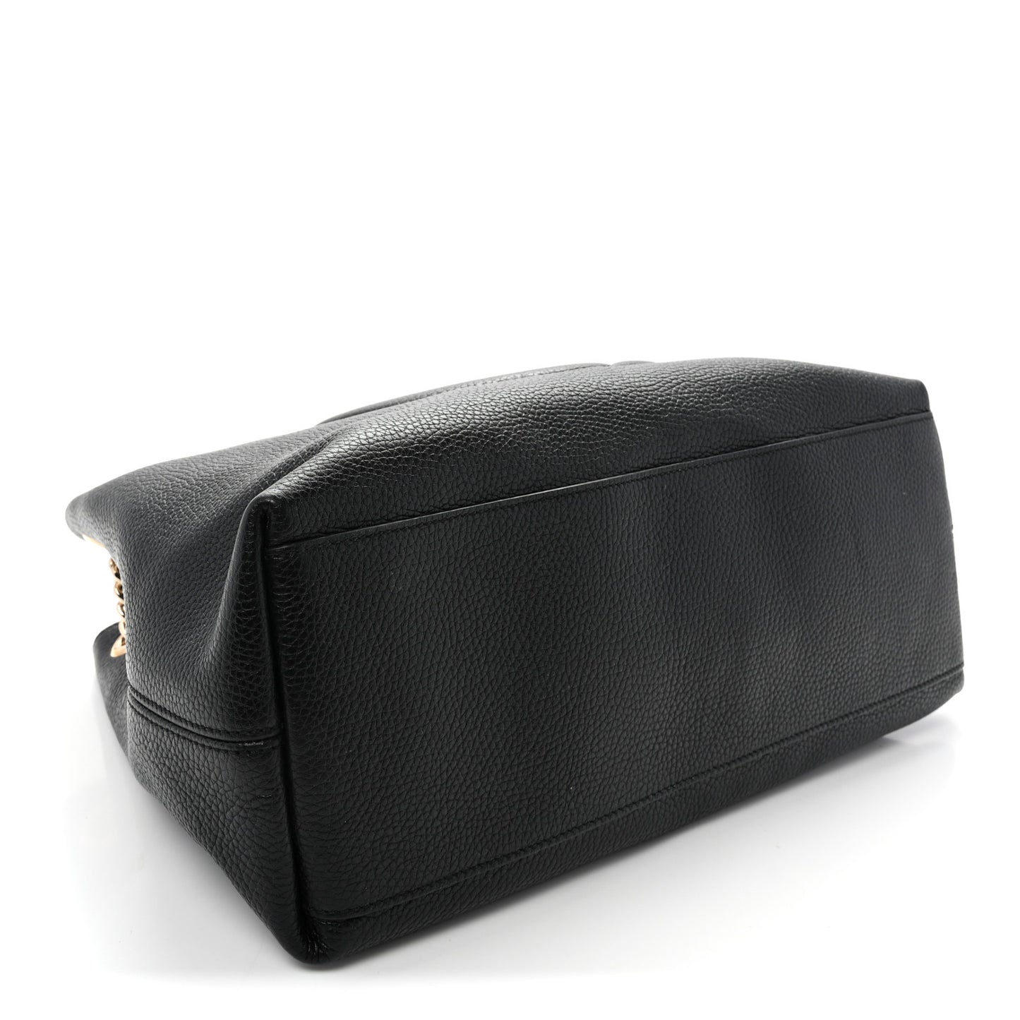 Pebbled Calfskin Medium Soho Chain Shoulder Bag Black