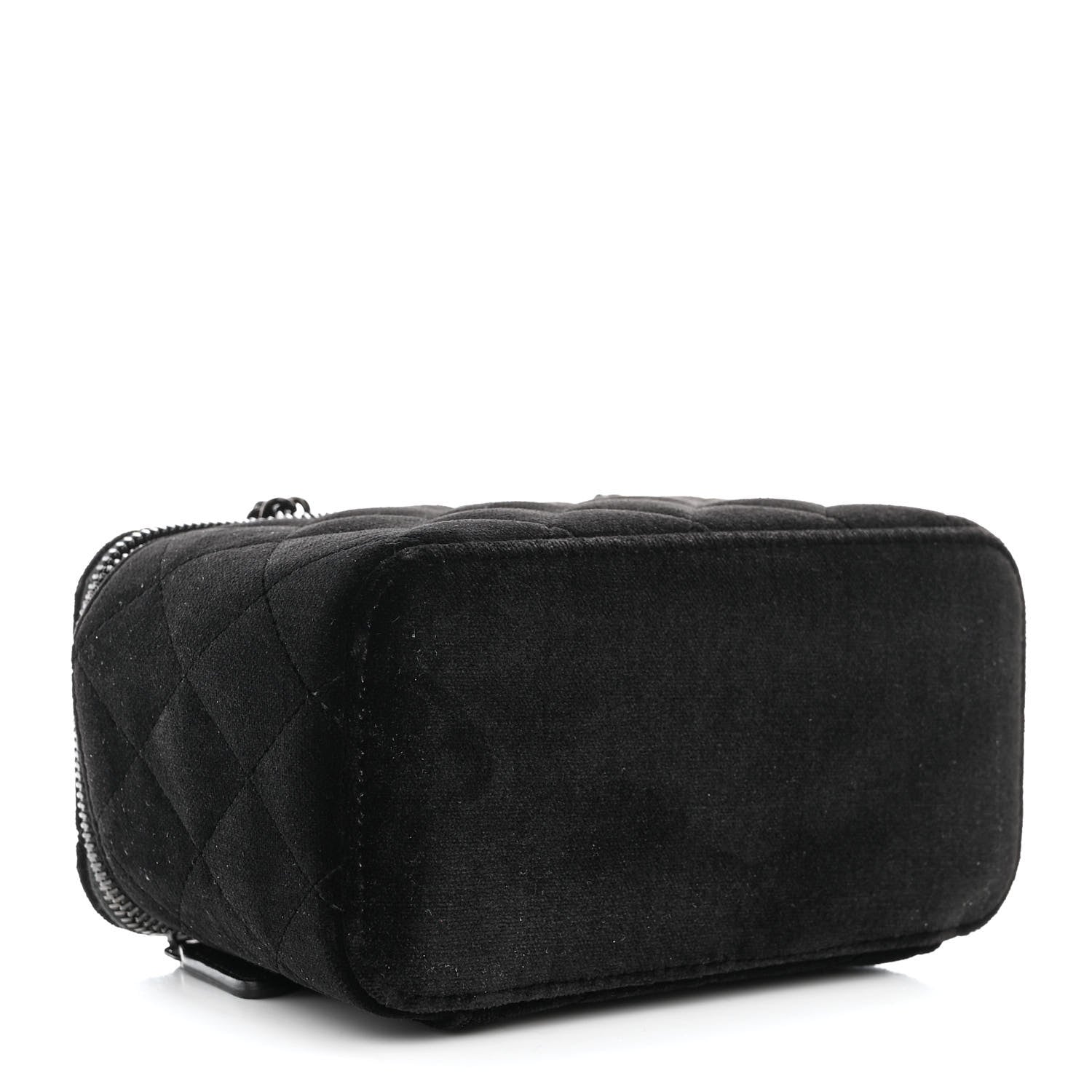 Chanel Velvet Quilted Small Vanity Case With Chain Black 4 of 10