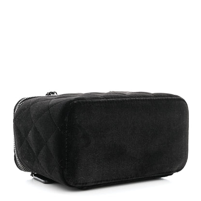 Chanel Velvet Quilted Small Vanity Case With Chain Black 4 of 10