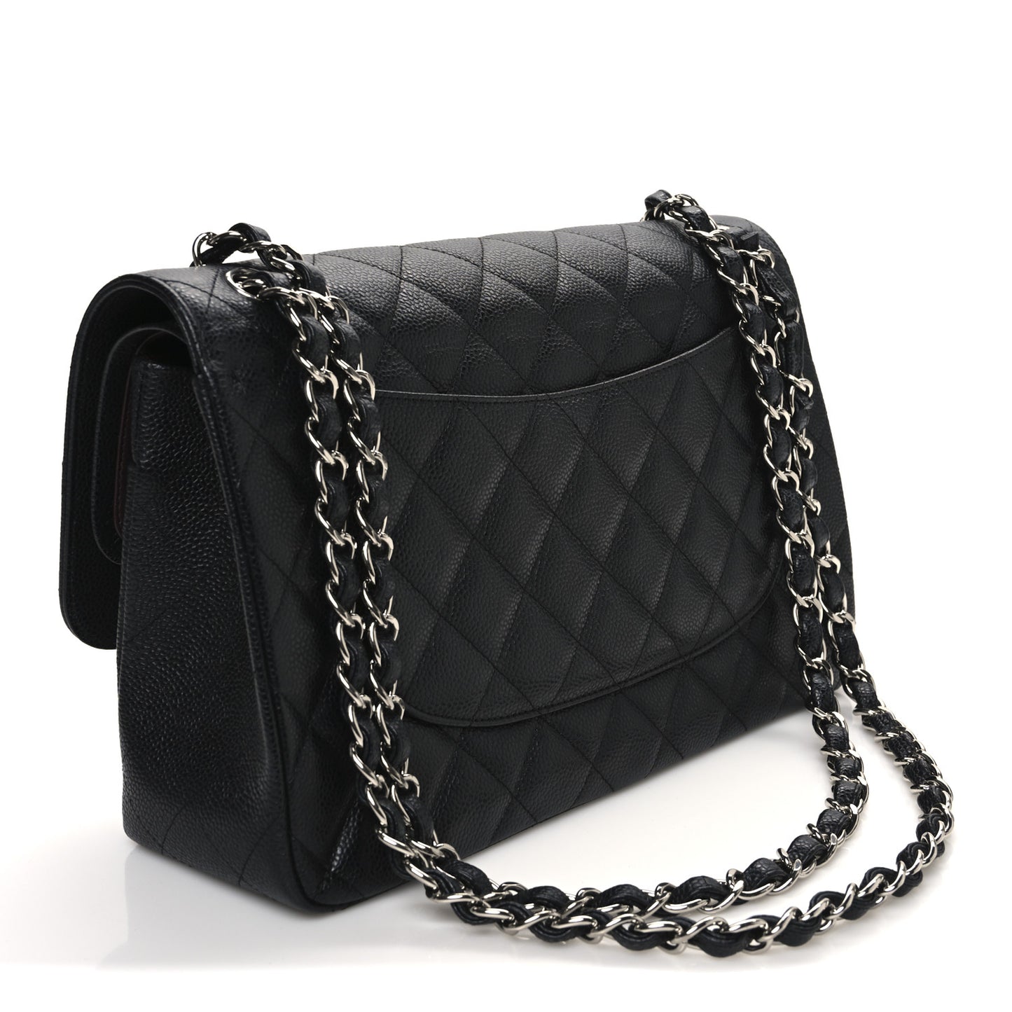Caviar Quilted Jumbo Double Flap Black
