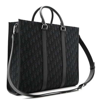 Christian Dior Oblique Grained Calfskin East West Tote Black 3 of 11
