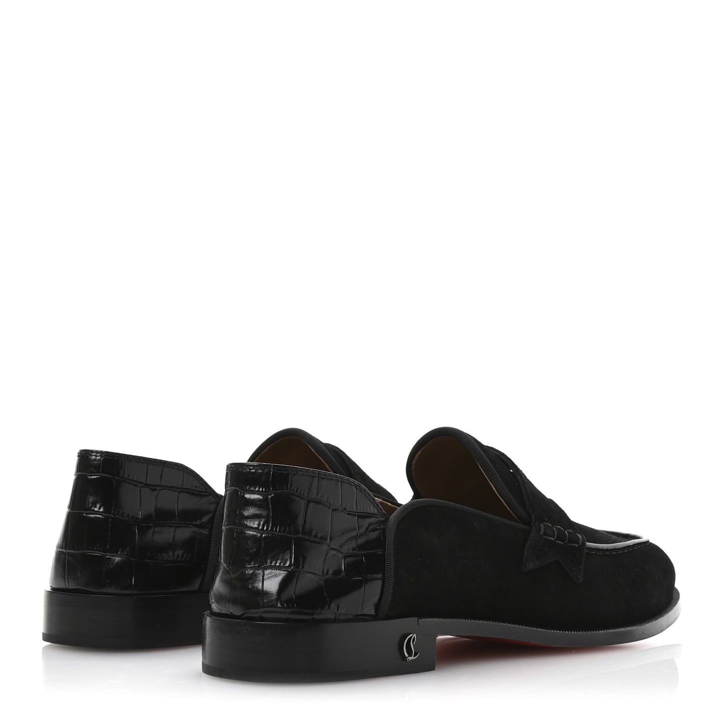 Crosta Alligator Embossed Mens Penny No Back Flat 42.5 Black