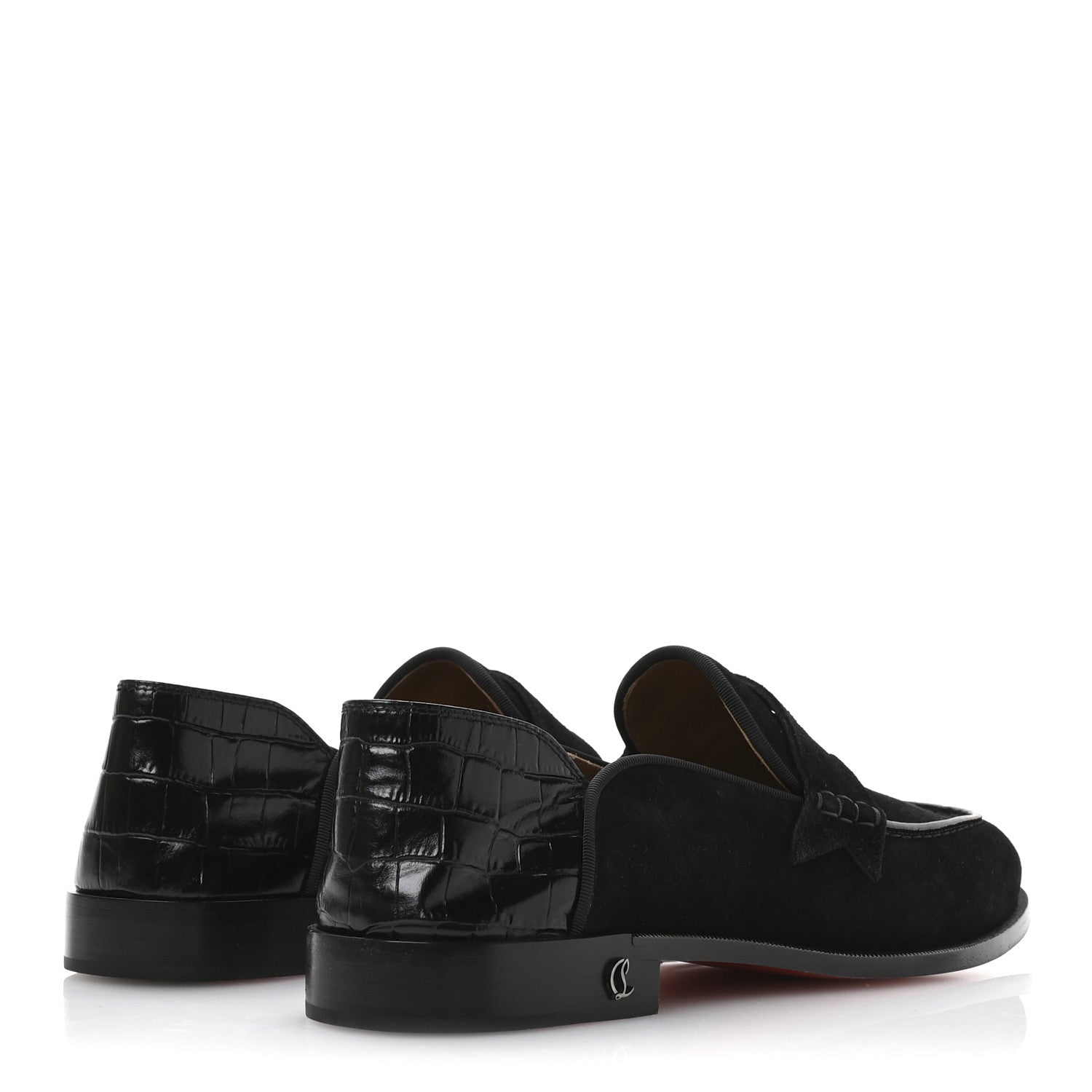 Christian Louboutin Crosta Alligator Embossed Mens Penny No Back Flat 42.5 Black 5 of 8