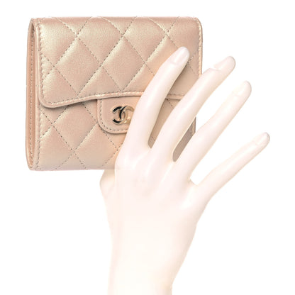 Chanel Iridescent Calfskin Quilted Compact Flap Wallet Beige 2 of 12