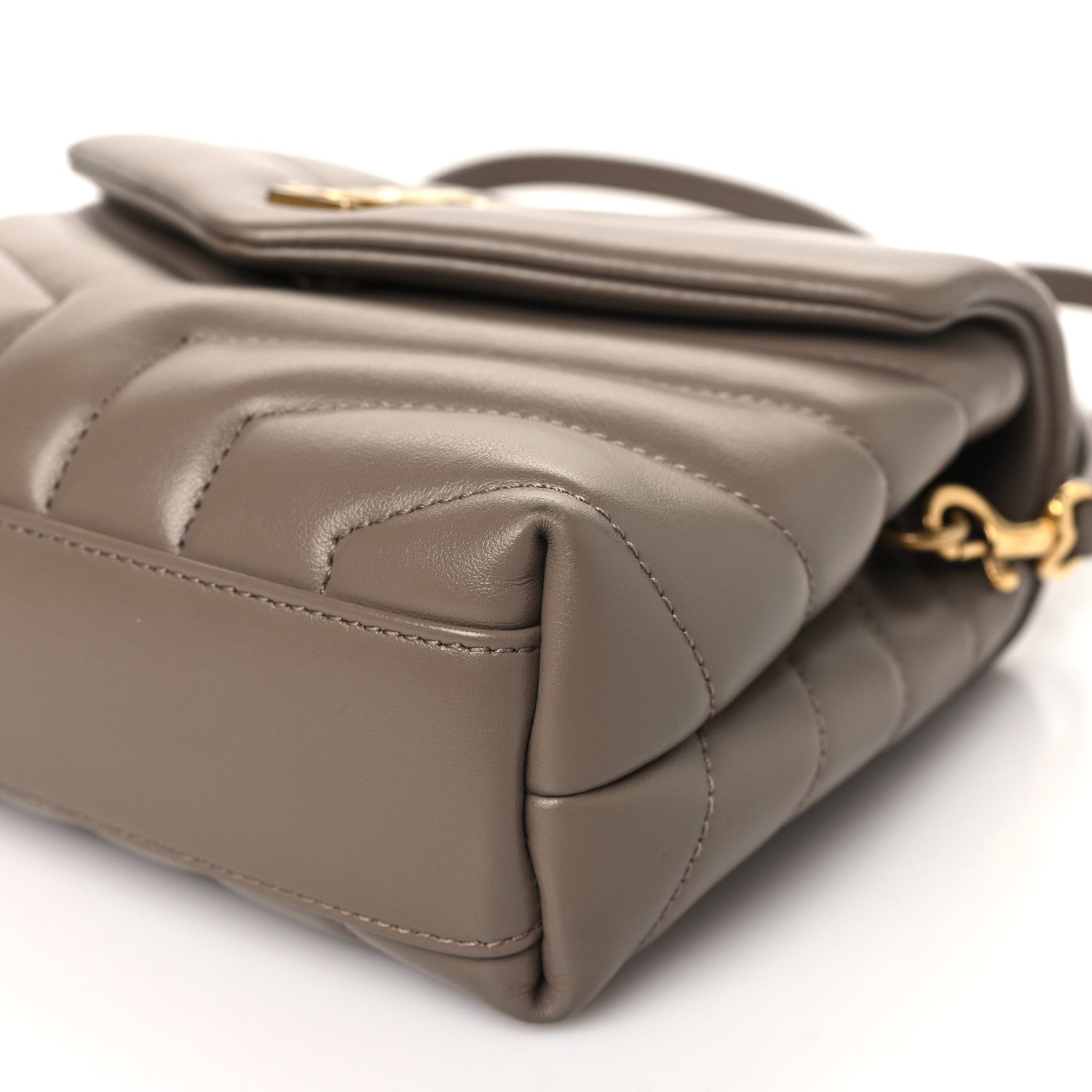 Saint Laurent Calfskin Y Quilted Monogram Toy Loulou Crossbody Bag Greyish Brown 10 of 11