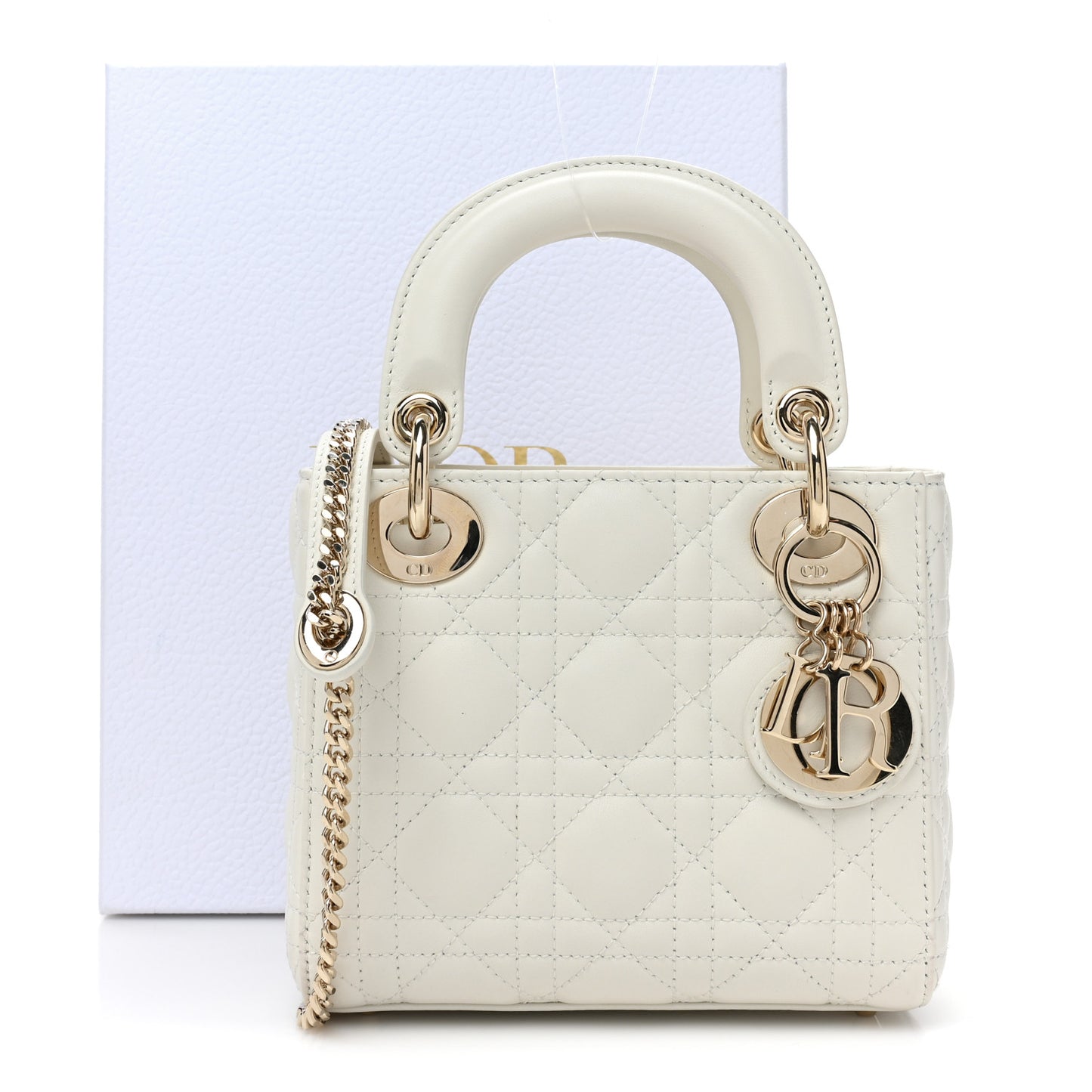 Lambskin Cannage Mini Lady Dior White