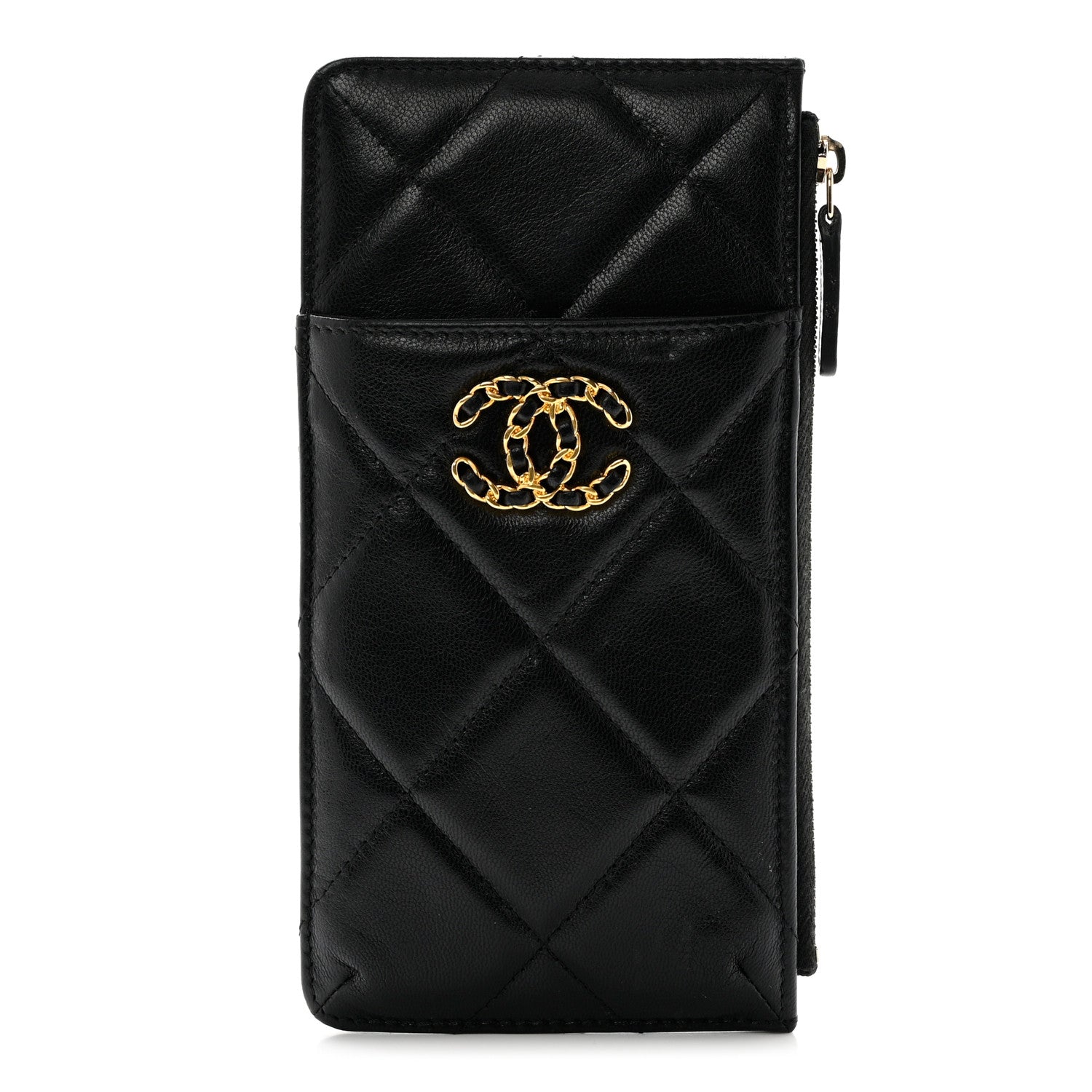 Chanel Lambskin Quilted Chanel 19 Phone and Card Holder Black 1 of 9