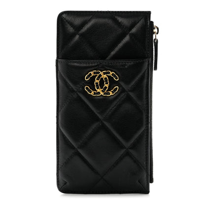 Chanel Lambskin Quilted Chanel 19 Phone and Card Holder Black 1 of 9