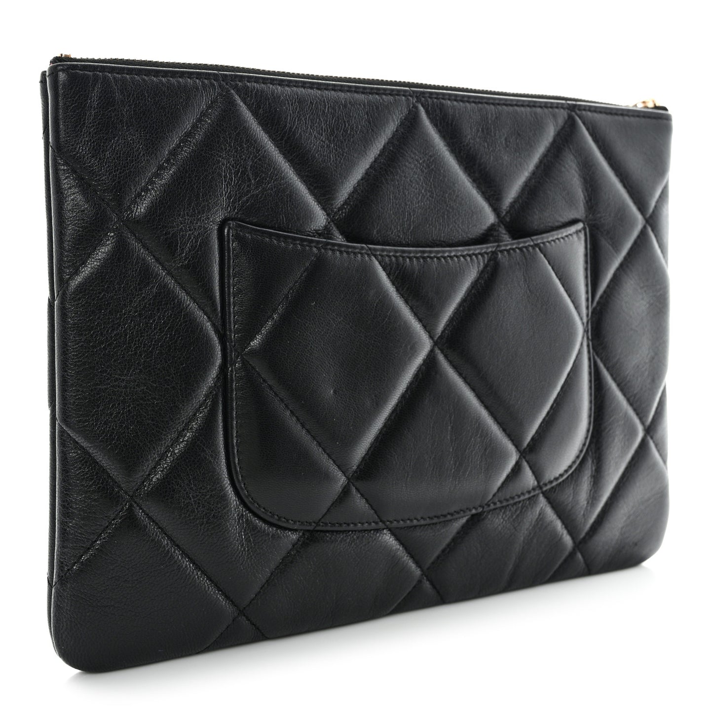 Goatskin Quilted Large Chanel 19 Cosmetic Case Black