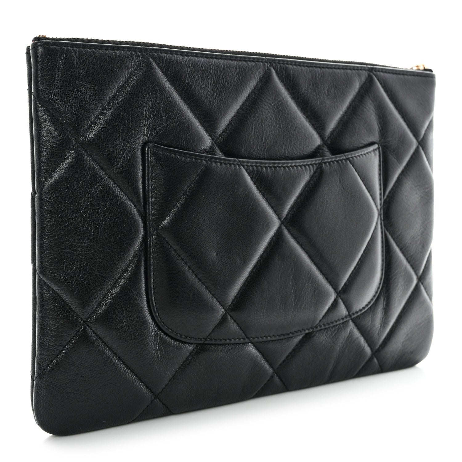 Chanel Goatskin Quilted Large Chanel 19 Cosmetic Case Black 3 of 10