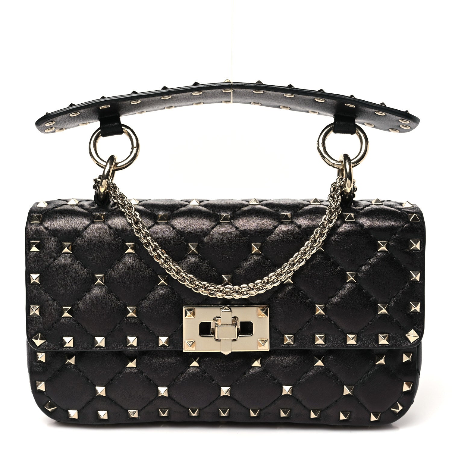 Valentino Garavani Lambskin Small Rockstud Spike Shoulder Bag Black 1 of 9