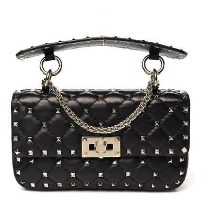 Valentino Garavani Lambskin Small Rockstud Spike Shoulder Bag Black 1 of 9