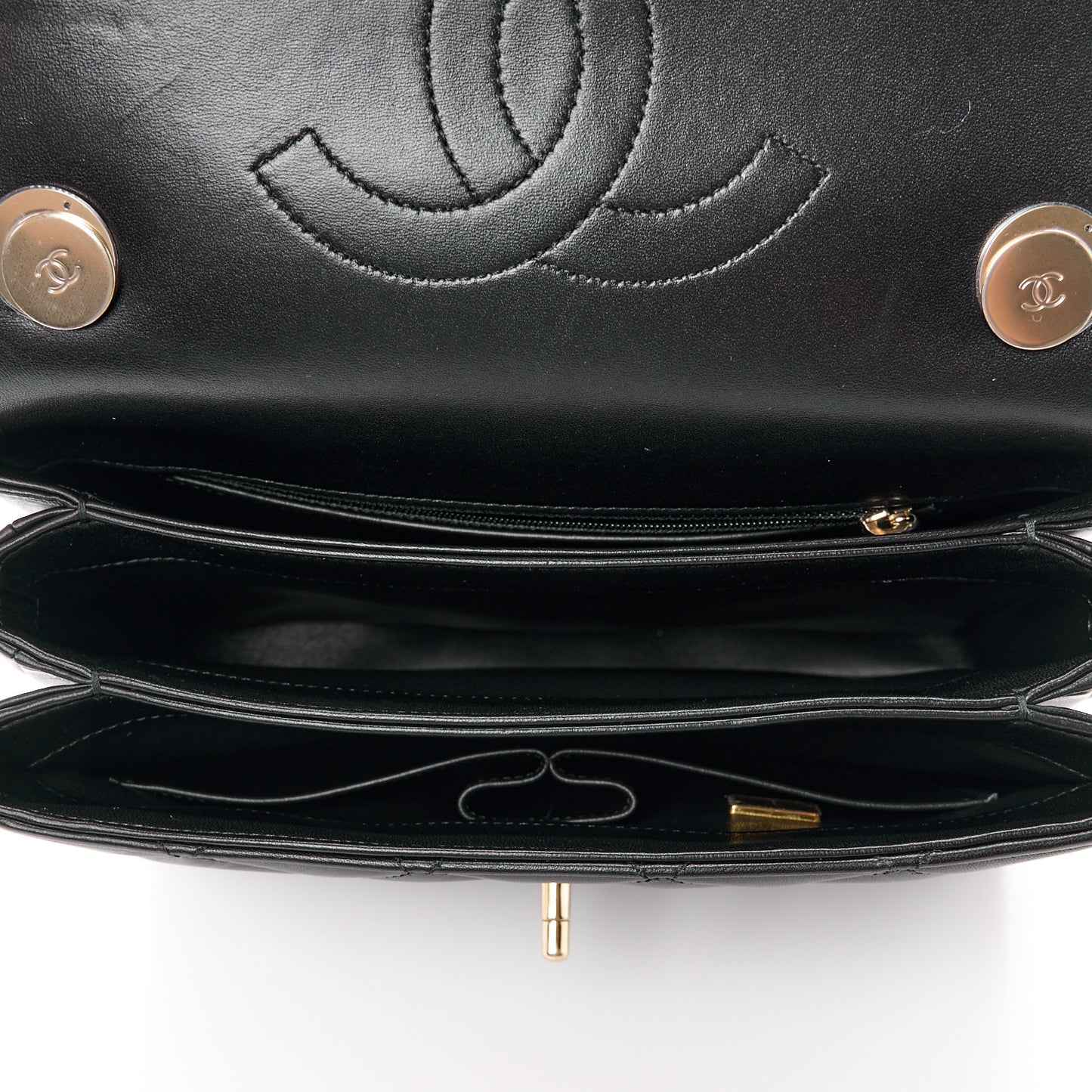 Lambskin Quilted Small Trendy CC Dual Handle Flap Bag Black