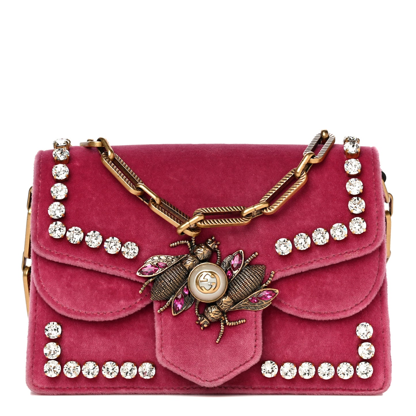 Velvet Crystal Mini Bee Broadway Shoulder Bag Light Raspberry Rose