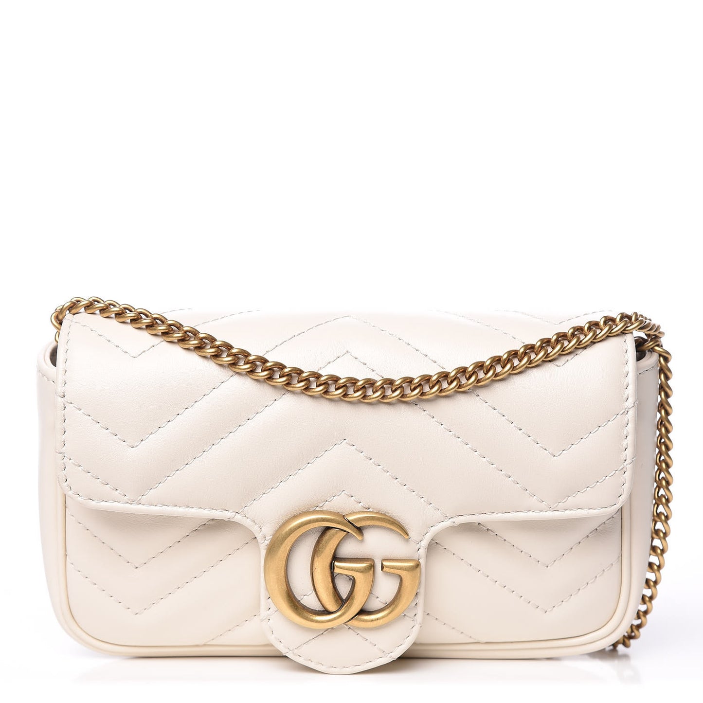 Calfskin Matelasse Super Mini GG Marmont Shoulder Bag White