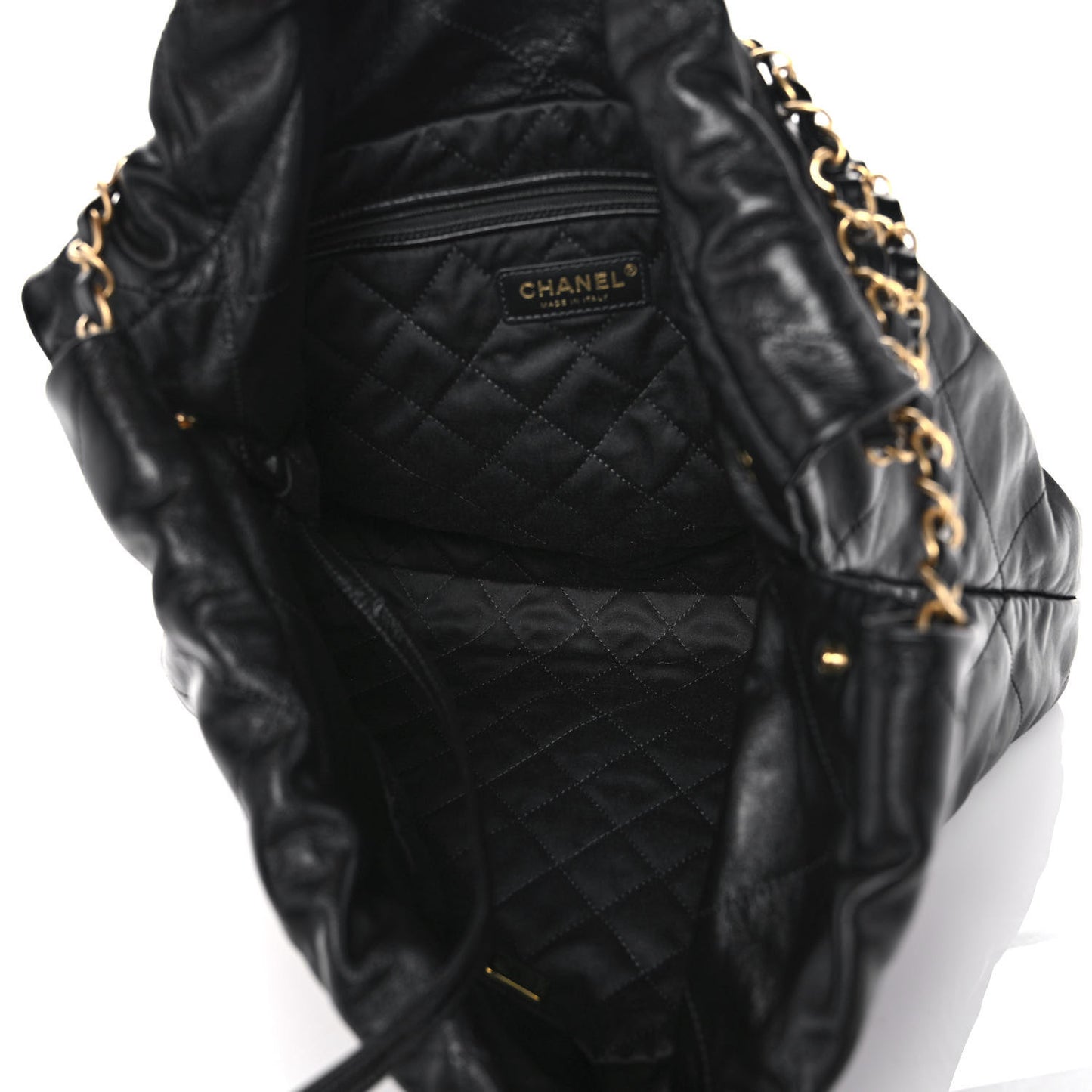 Shiny Calfskin Quilted Chanel 22 Black