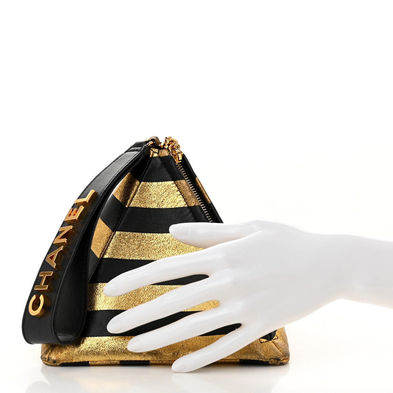 Chanel Metallic Lambskin CC Kheops Pyramid Bag Gold Black 2 of 10