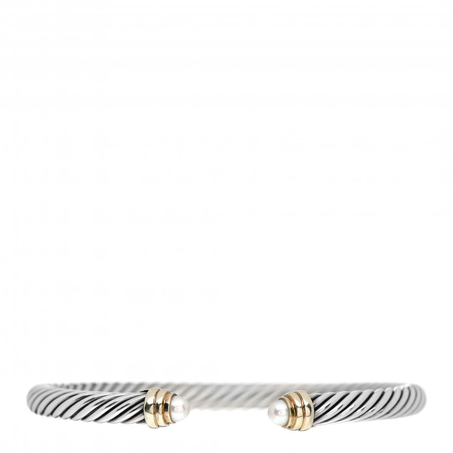 Sterling Silver 14K Yellow Gold Pearl 5mm Cable Classics Petite Color Bracelet