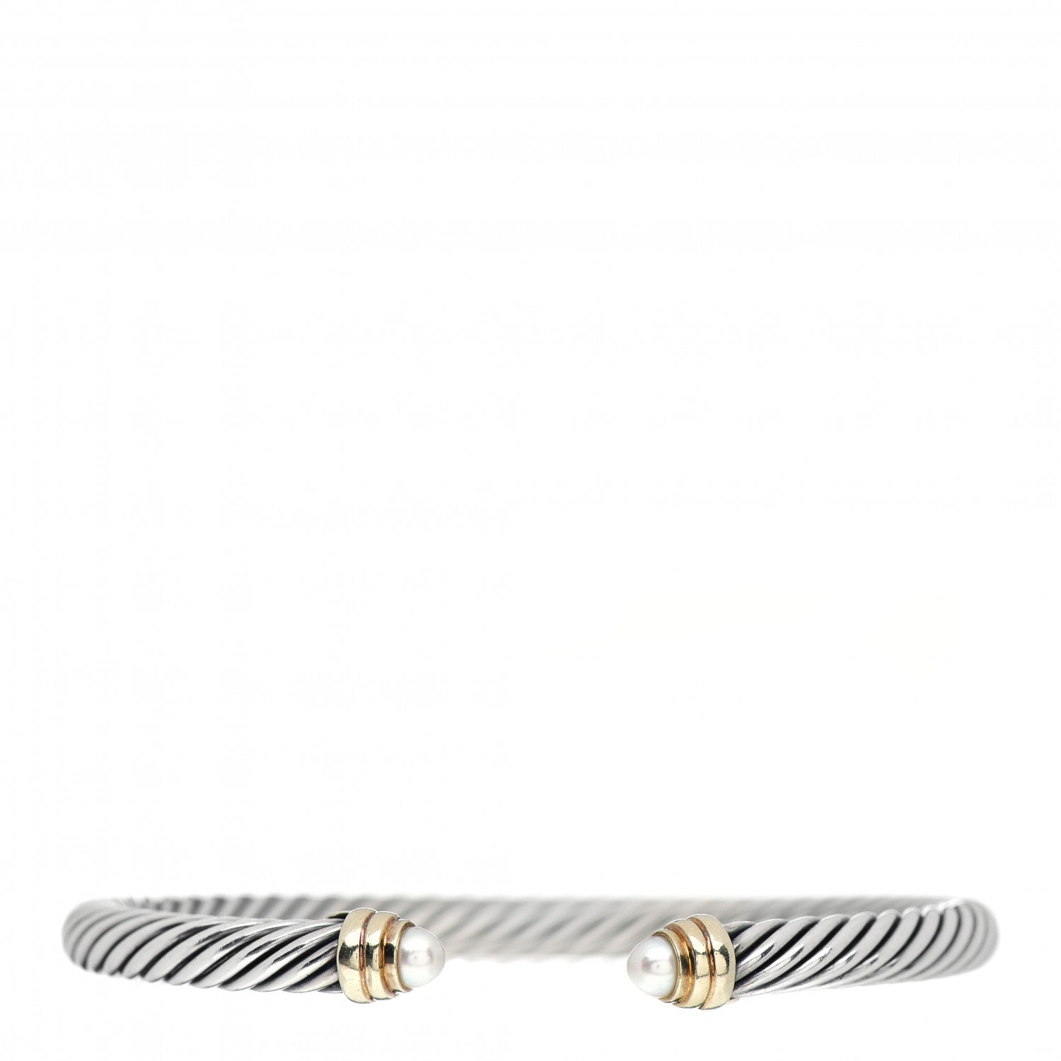 David Yurman Sterling Silver 14K Yellow Gold Pearl 5mm Cable Classics Petite Color Bracelet 1 of 4