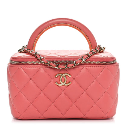 Chanel Lambskin Quilted Small Charming Top Handle Vanity Case With Chain Pink 1 of 11
