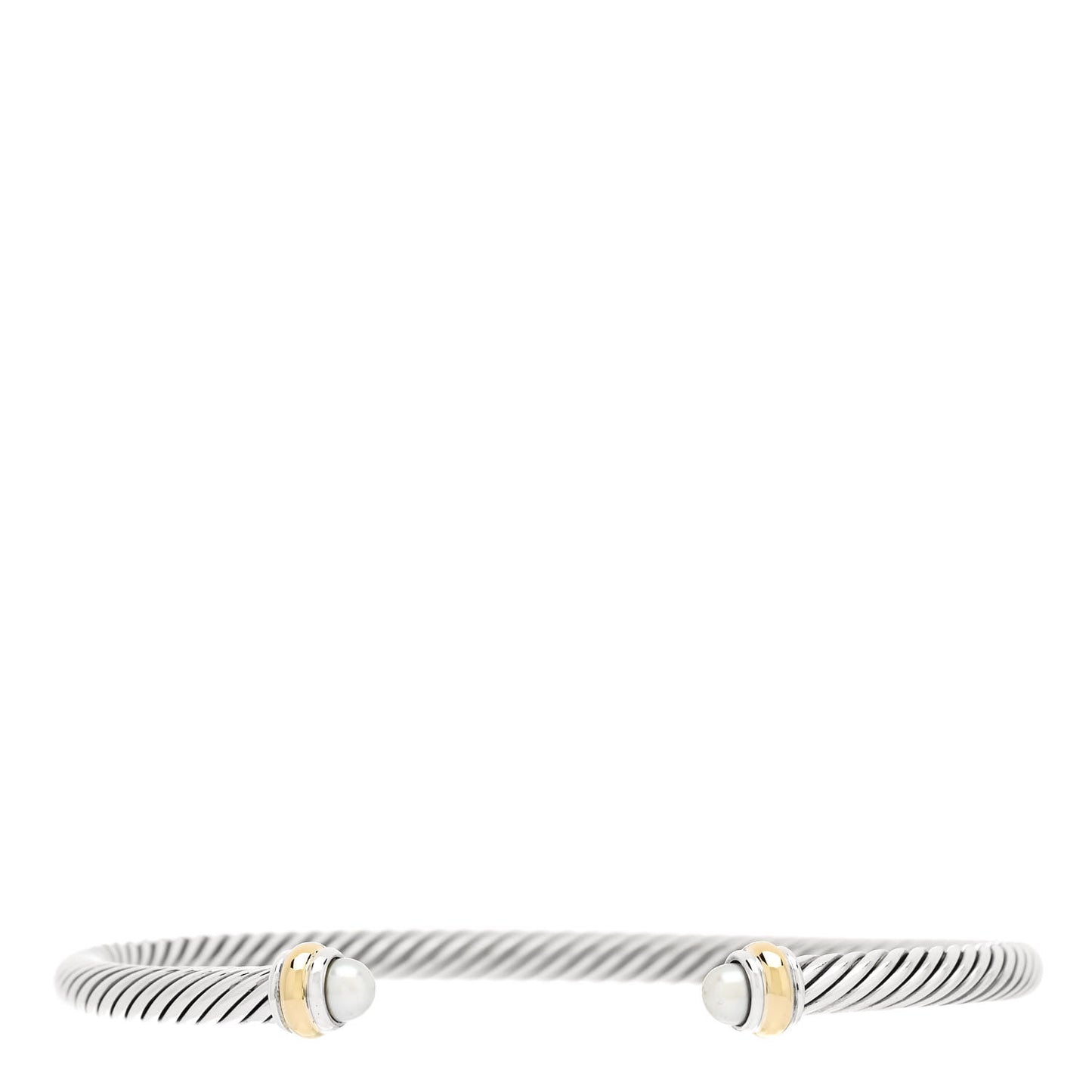 Sterling Silver 18K Yellow Gold Pearl 4mm Cable Classics Bracelet