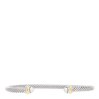 David Yurman Sterling Silver 18K Yellow Gold Pearl 4mm Cable Classics Bracelet 1 of 5