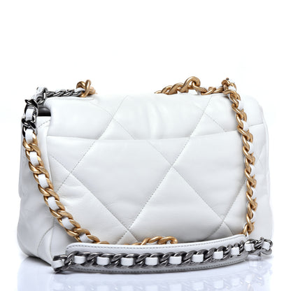 Chanel Goatskin Quilted Medium 19 Flap White 3 of 11
