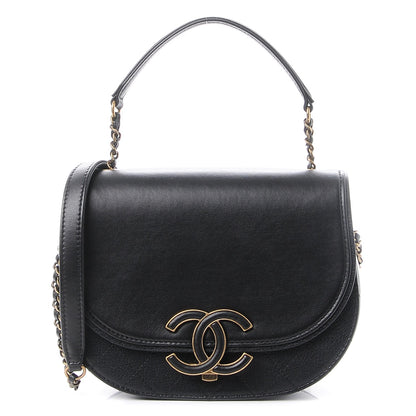 Chanel Shiny Calfskin Goatskin Quilted Small Coco Curve Messenger Flap Black 1 of 7