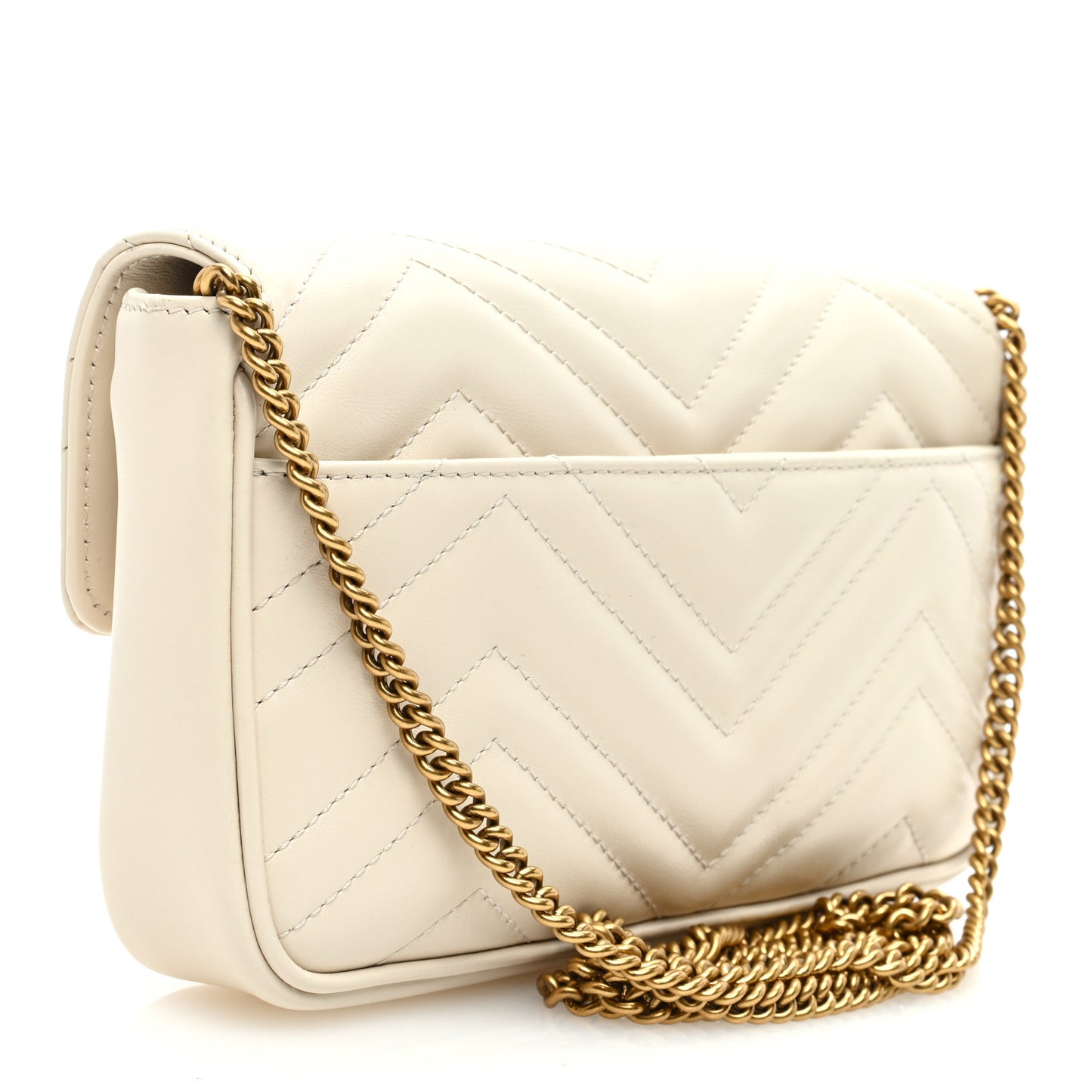Calfskin Matelasse Mini GG Marmont Shoulder Bag With Card Holder White Black