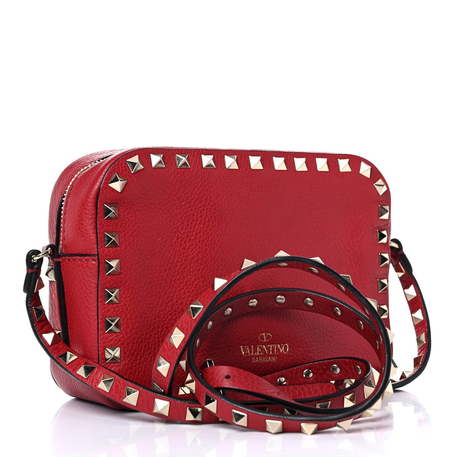 Valentino Garavani Grained Calfskin Rockstud Camera Crossbody Bag Rosso Valentino 3 of 14