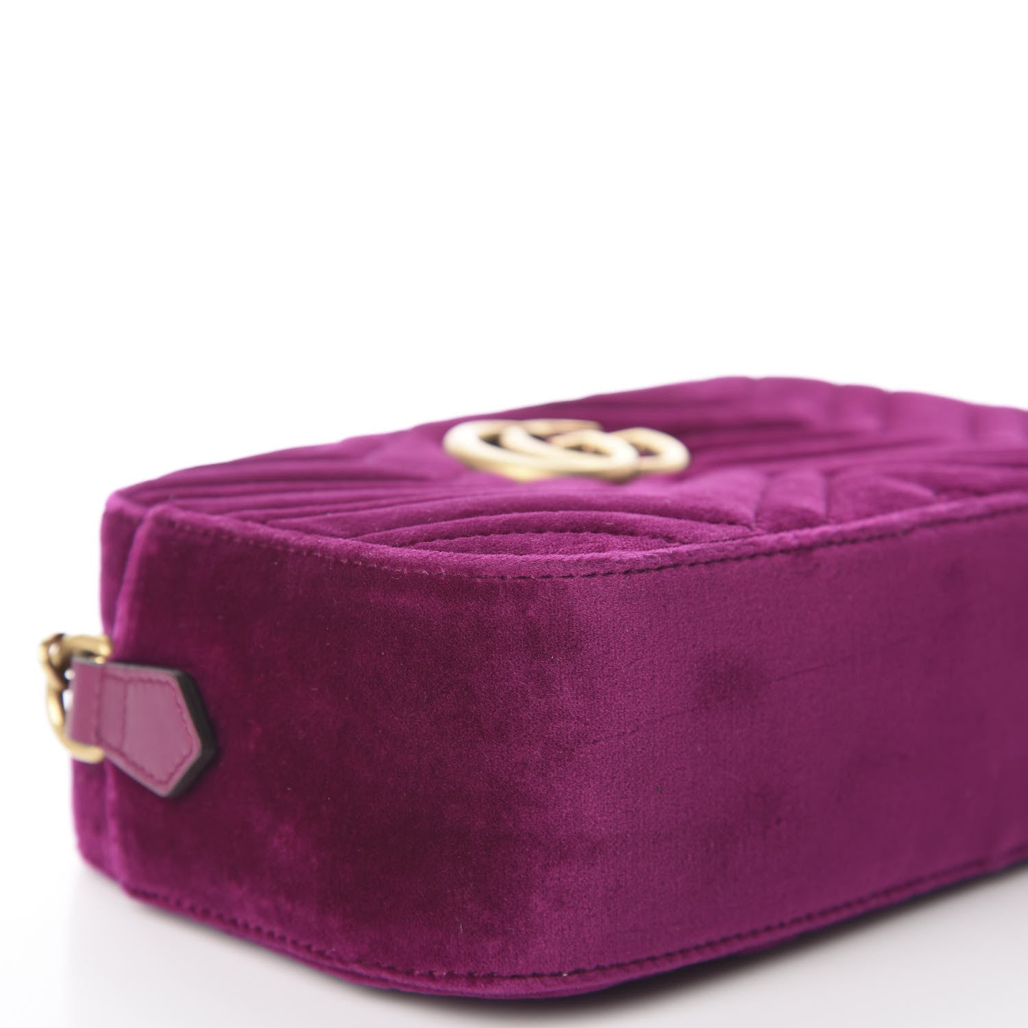 Gucci Velvet Matelasse Small GG Marmont Chain Shoulder Bag Fuchsia Violet Cyclamen 4 of 10